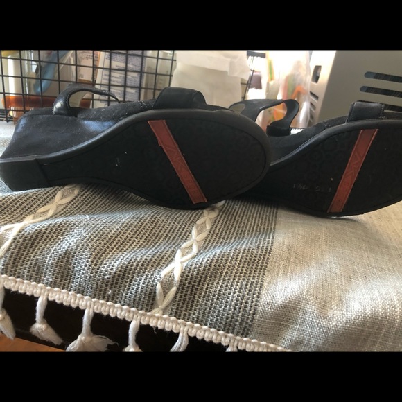 Anne Klein Black Jeweled Wedge Sandals - Picture 5 of 6